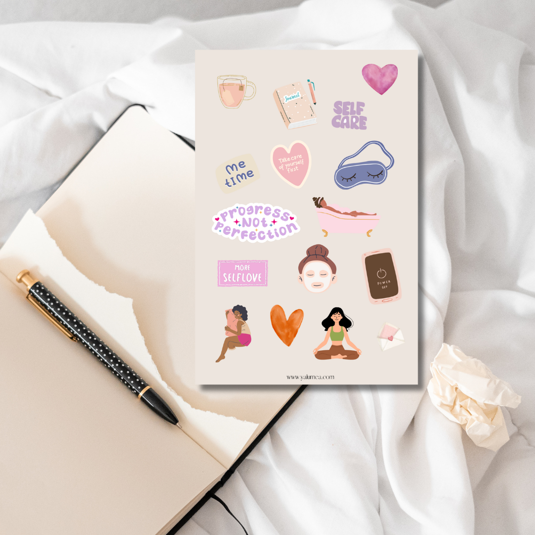Stickerbogen „Me Time – Self Care & Meditation“