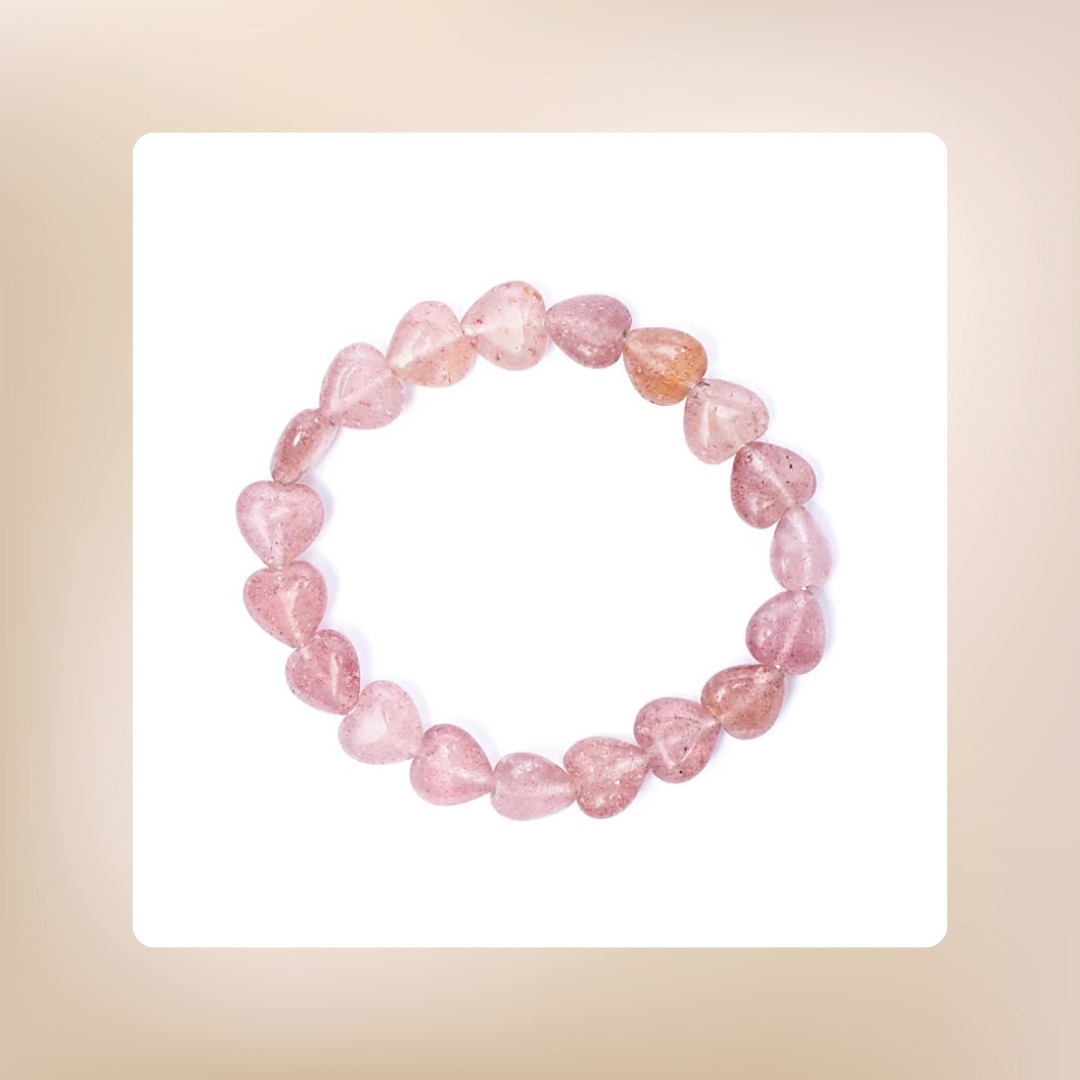 Armband "Erdbeerquarz elastisch Herzen"