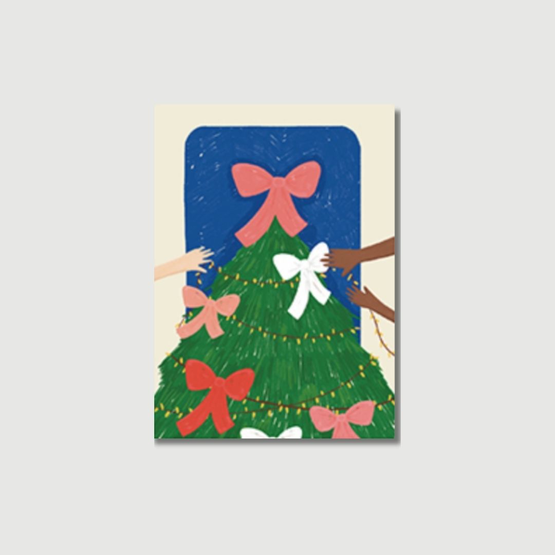 Postkarte Weihnachten "Weihnachtsbaum mit Schleifen"