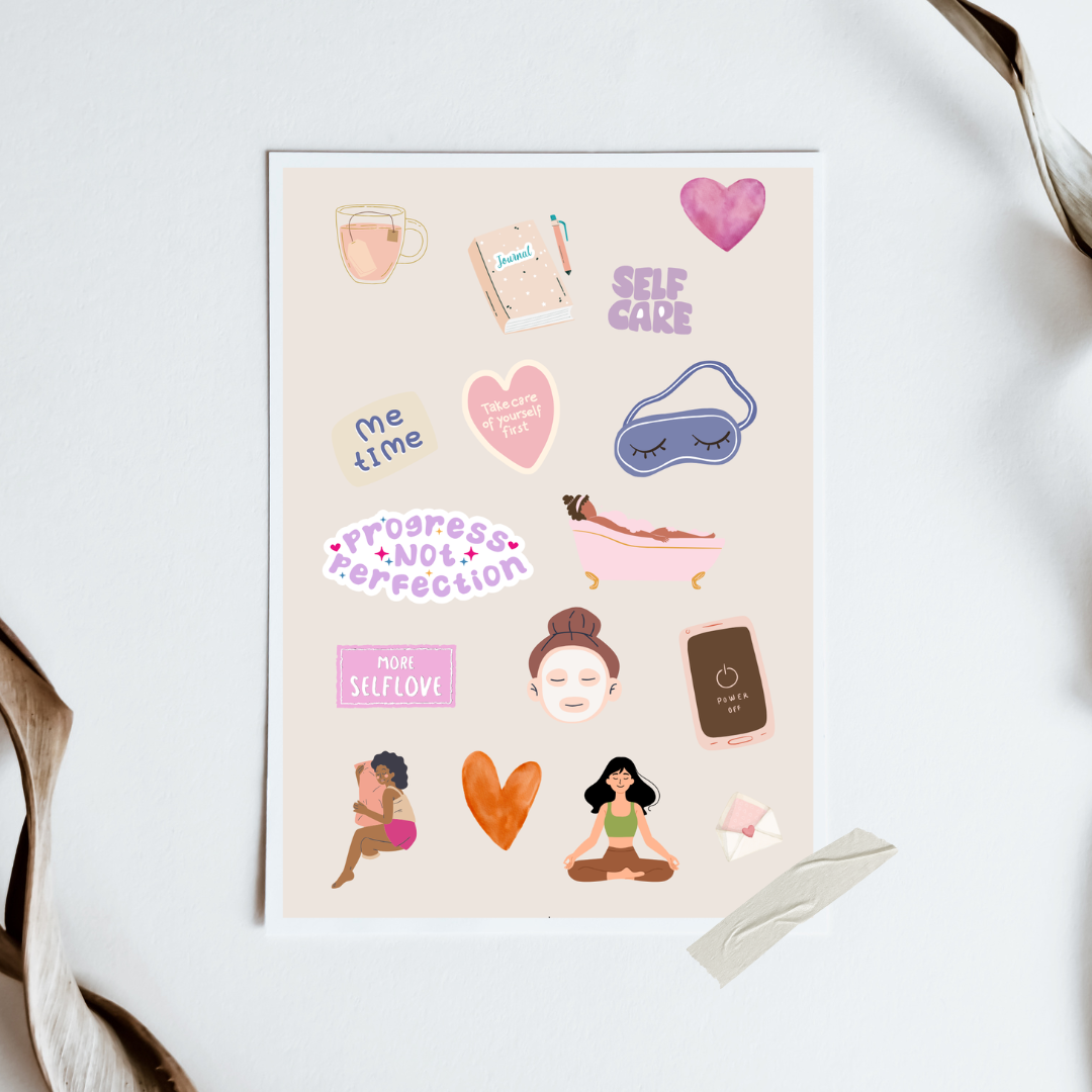 Stickerbogen „Me Time – Self Care & Meditation“
