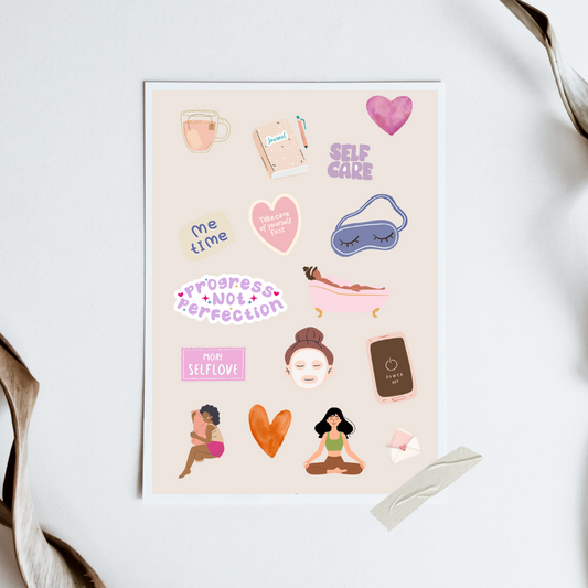Stickerbogen „Me Time – Self Care & Meditation“
