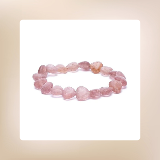Armband "Erdbeerquarz elastisch Herzen"