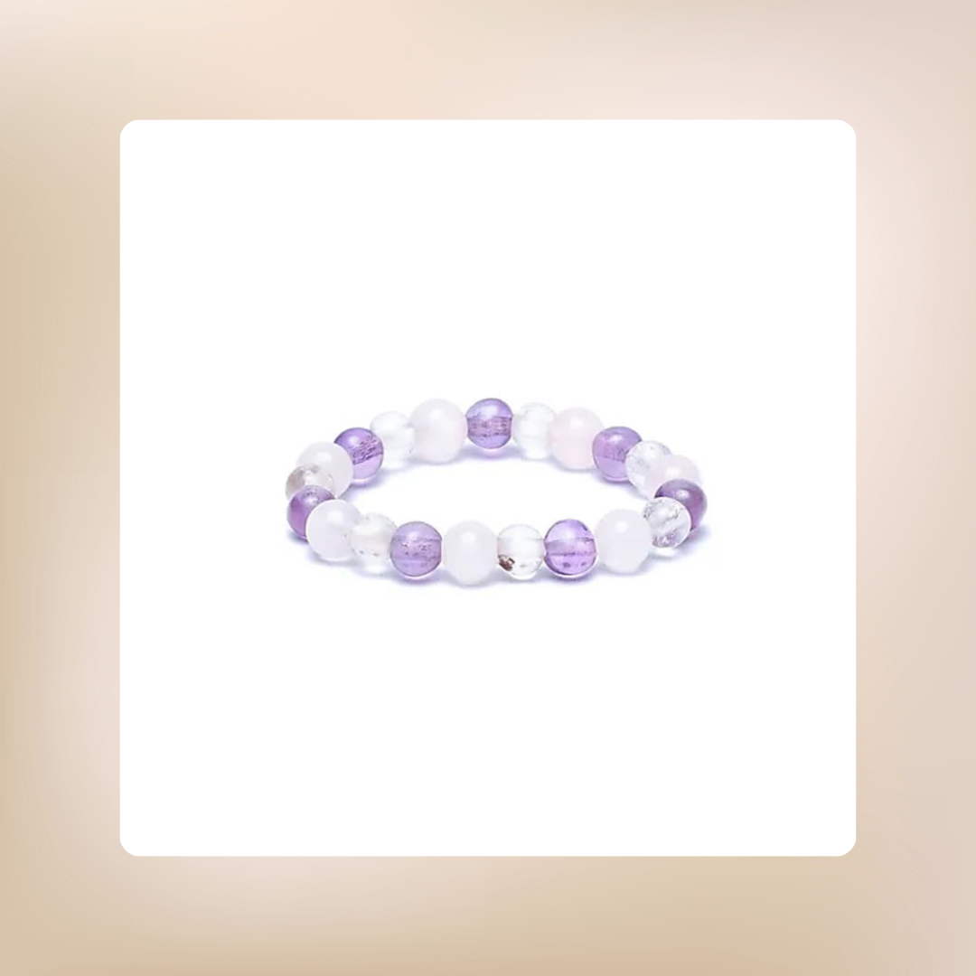 Ring "Bergkristall, Rosenquarz & Amethyst elastisch"