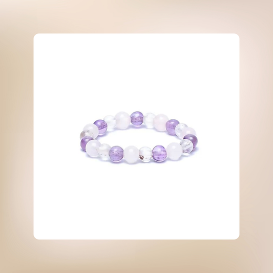 Ring "Bergkristall, Rosenquarz & Amethyst elastisch"