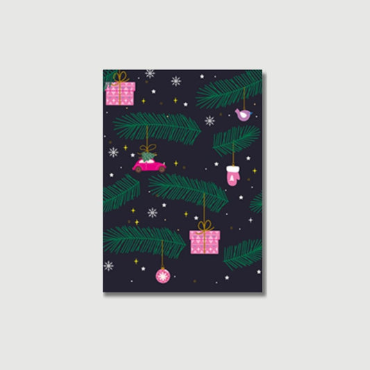 Postkarte Weihnachten "Geschenke & Tannenzweige"