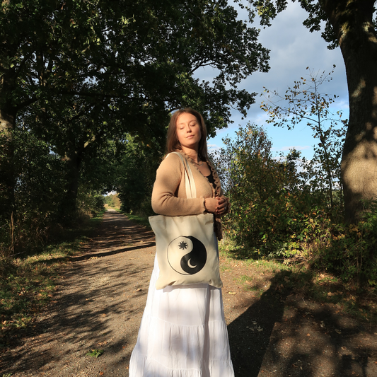 Baumwollbeutel "Yin & Yang mit Sonne & Mond"