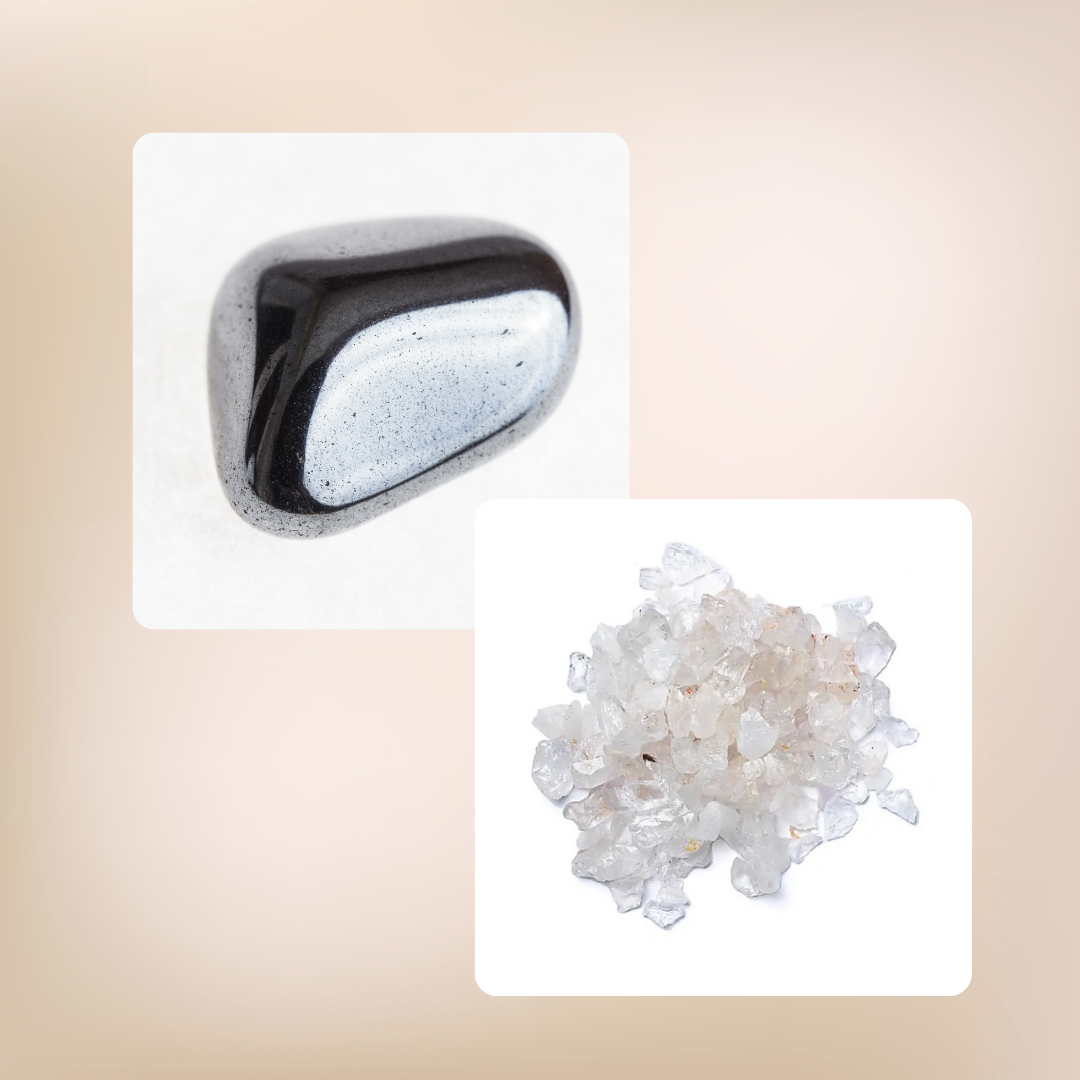 Energie-Reinigungs & Auflade-Set: Hämatit & Bergkristall